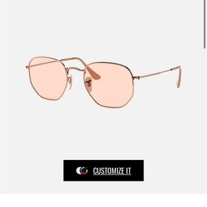 Copper / pink gradient brown ray ban hexagonal glasses